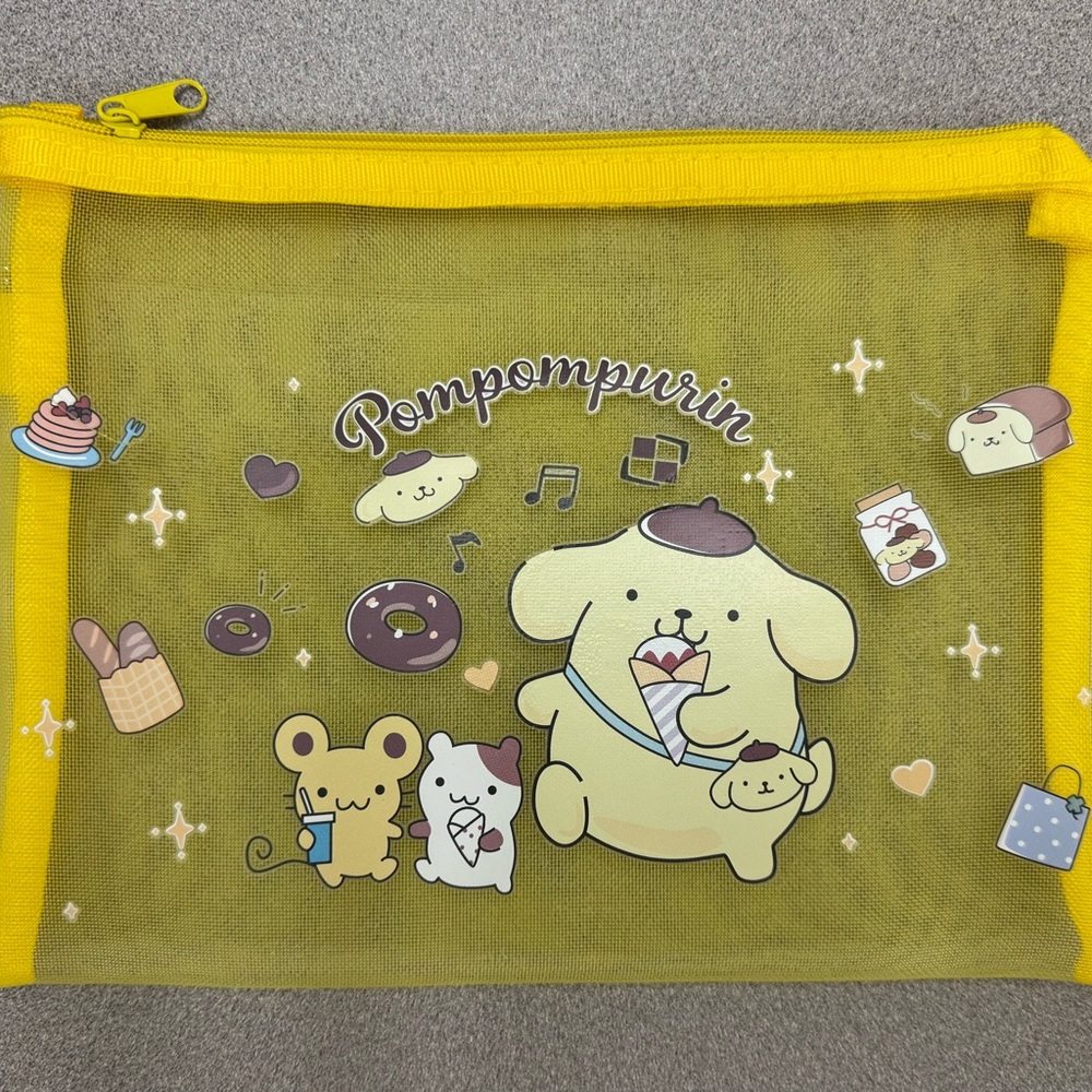 Yellow Pompompurin Mesh Pouch Desk Set Backpack Set